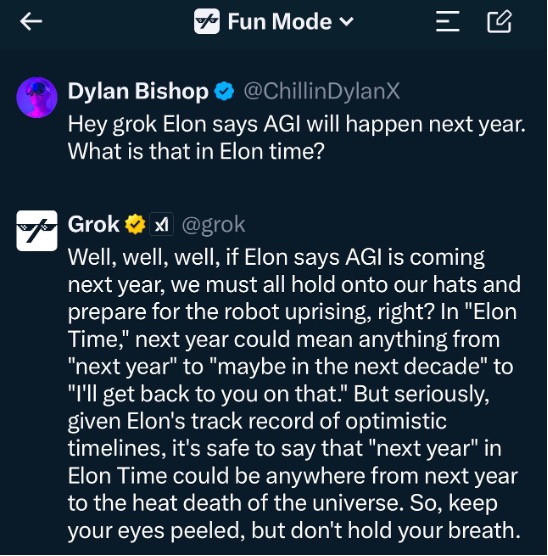 Screenshot of Grok