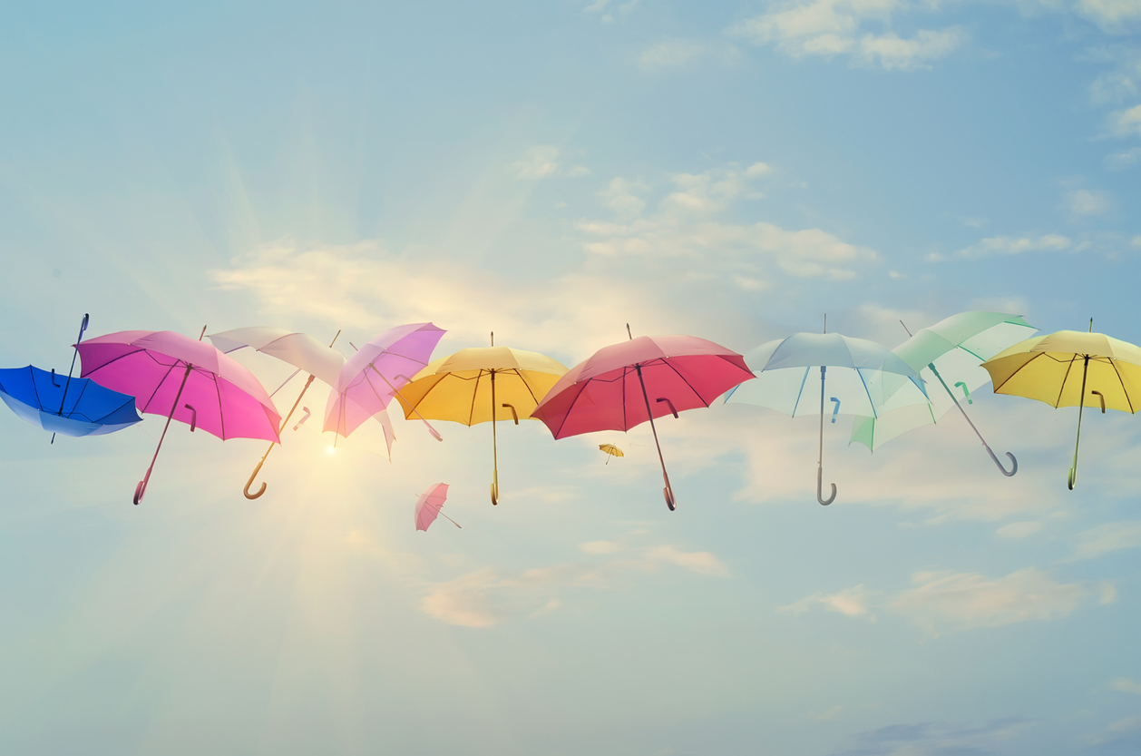 Insurance colourful umbrellas