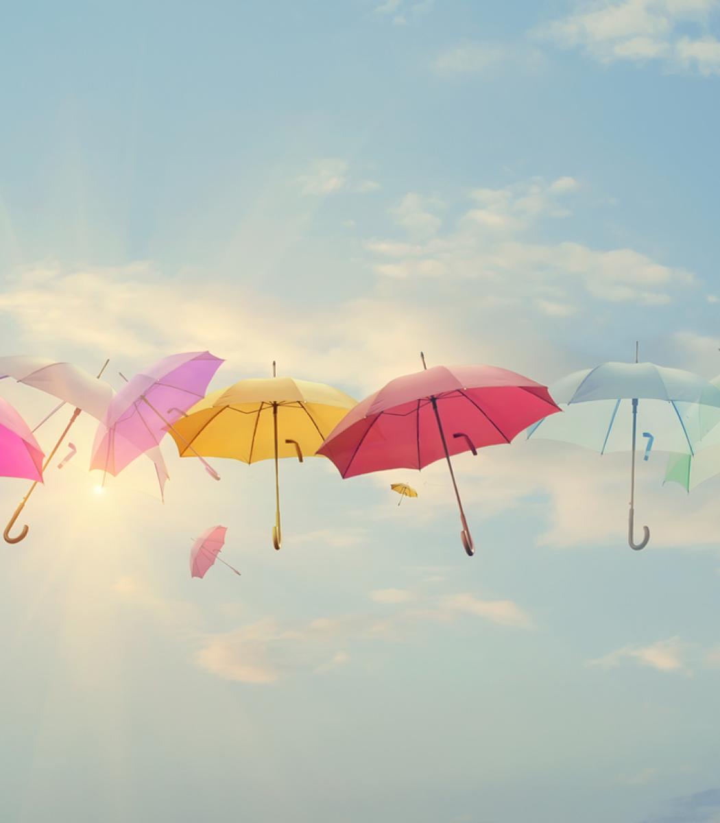 Insurance colourful umbrellas
