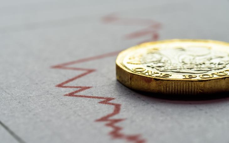 Budget pound coin red line graph 