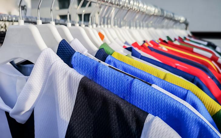 Row of football shirts