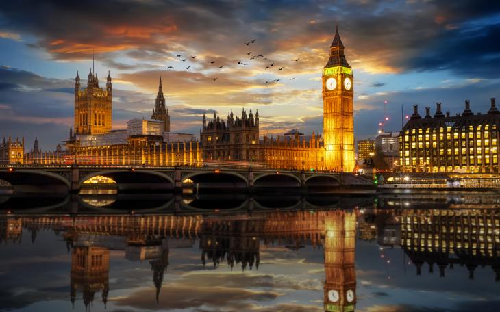 House of Parliament UK reflected in River Thames