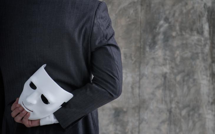 businessman with white mask