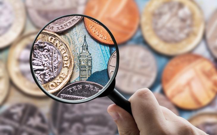 Magnified UK pound