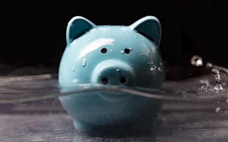 piggy bank in water