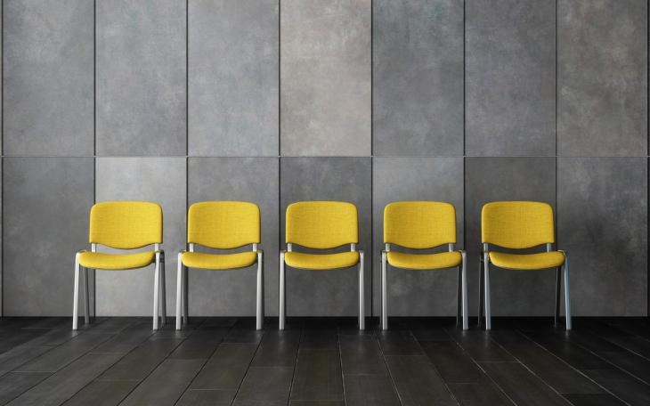 Yellow chairs in a row