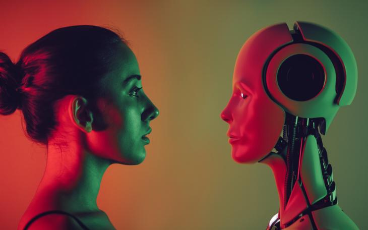 Image of a human and a robot