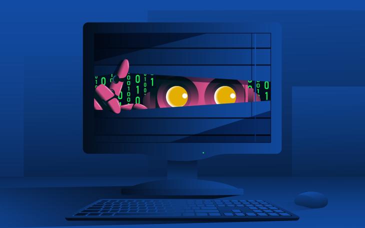 cyber attack from AI cartoon