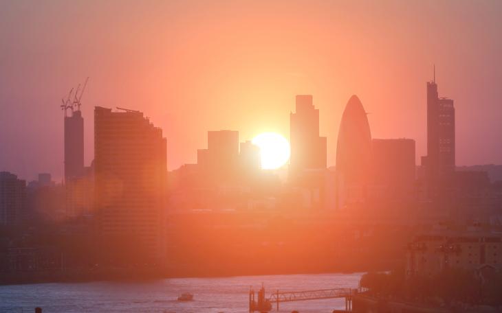 sunset of hot summer day in London