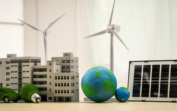 desk in sustainable urban development, promoting eco-friendly futures with green condos and buildings, fostering a clean environment-friendly future