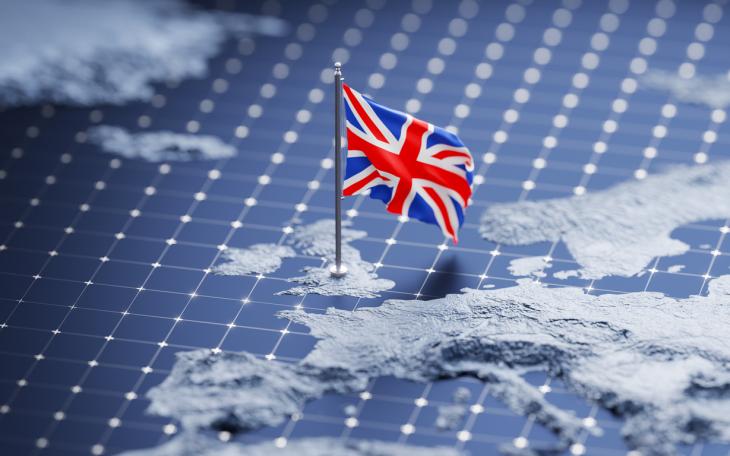 Union Jack flag in North UK map