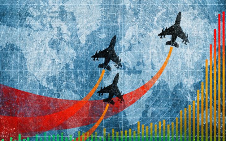 warplanes and stock market cartoon