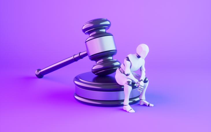 cartoon of ai robot and gavel