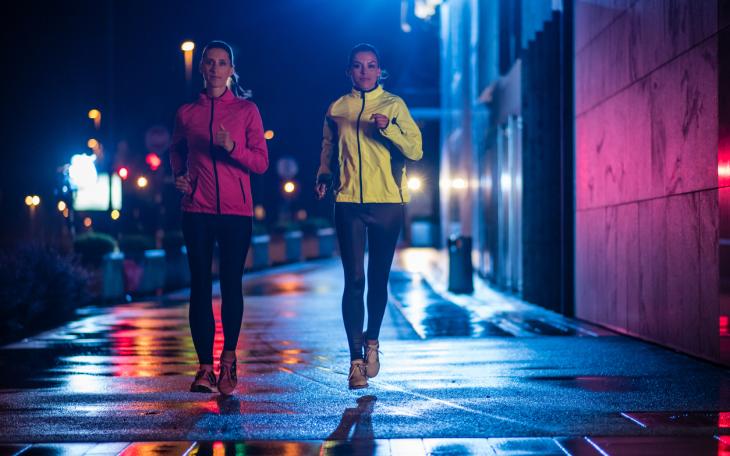 females jogging at night
