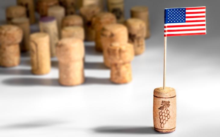 wine cork with American flag in it