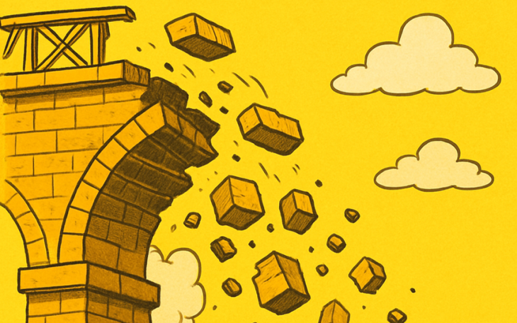 crumbling yellow bridge AI