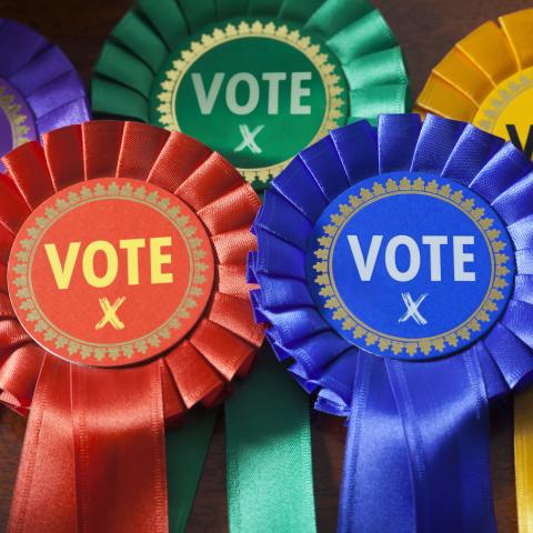 vote badges in different colours