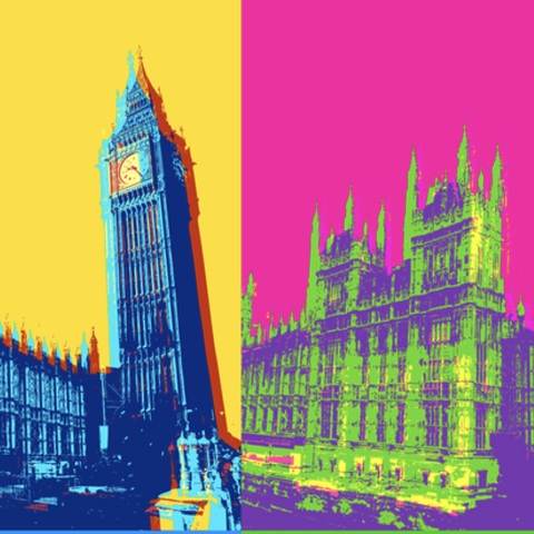 Politics_uk houses of parliament neon colours big ben
