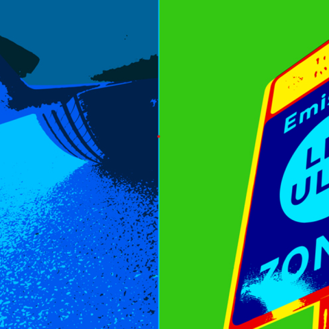 Graphic illustration of ULEZ sign and exhaust pipe