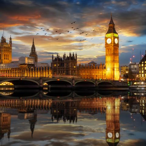 House of Parliament UK reflected in River Thames