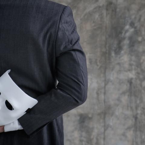 businessman with white mask