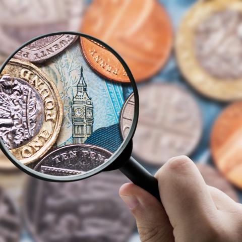Magnified UK pound