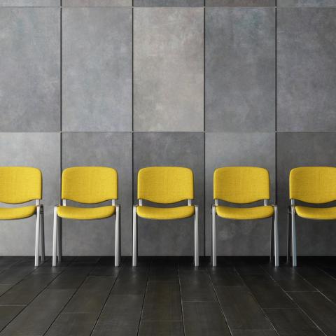 Yellow chairs in a row
