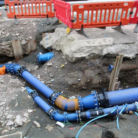 Water pipes_road works