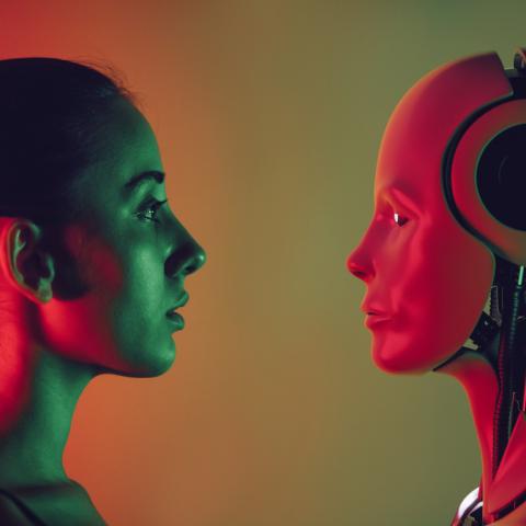Image of a human and a robot