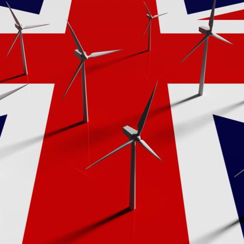 windmills on Union Jack art
