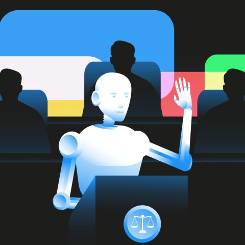 AI robot in court abstract