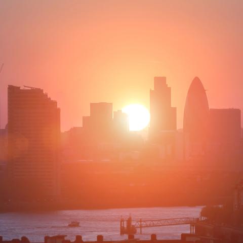 sunset of hot summer day in London