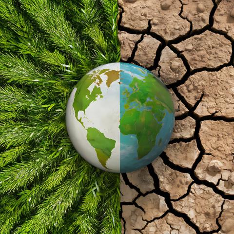 the earth showing the damages of climate change 