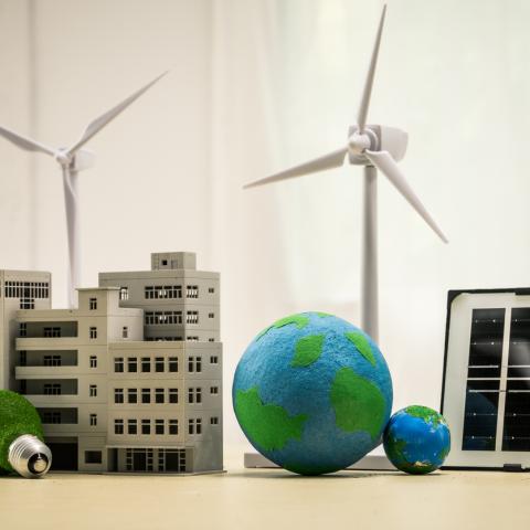 desk in sustainable urban development, promoting eco-friendly futures with green condos and buildings, fostering a clean environment-friendly future