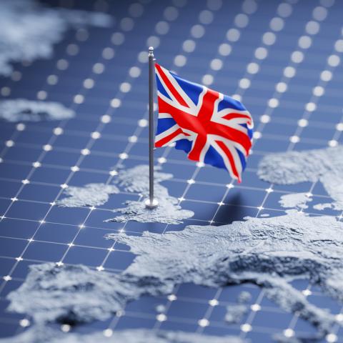 Union Jack flag in North UK map