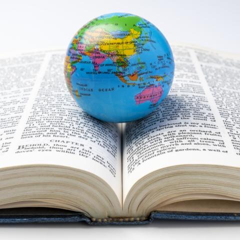 globe on book