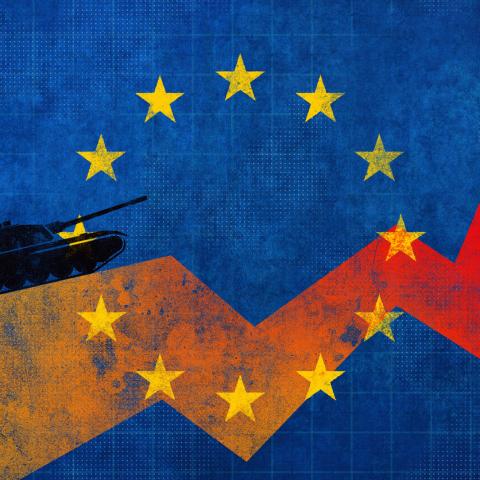 tank and eu map cartoon