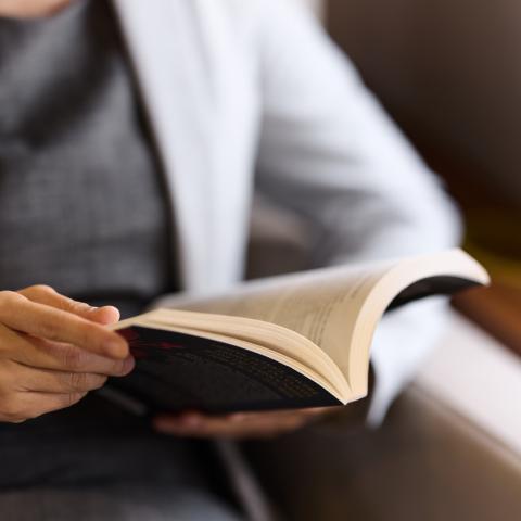 woman reading a book