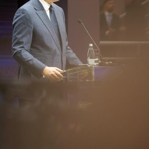 politician giving speech