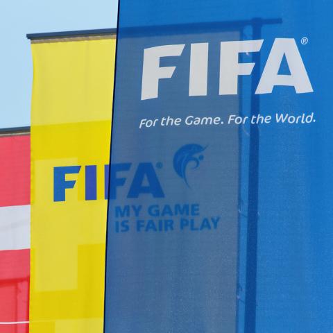 FIFA banners in yellow and blue 