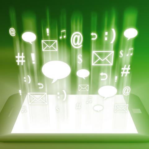 tech ncomputer screen social icons