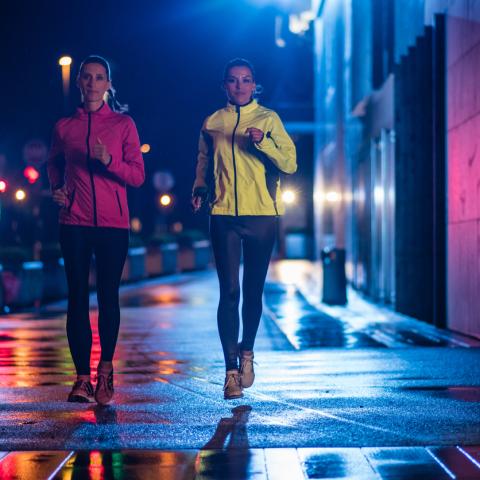 females jogging at night