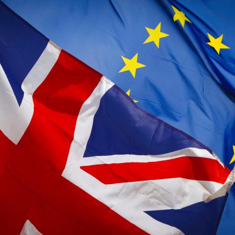 Union Jack and European Union flag 