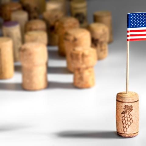 wine cork with American flag in it