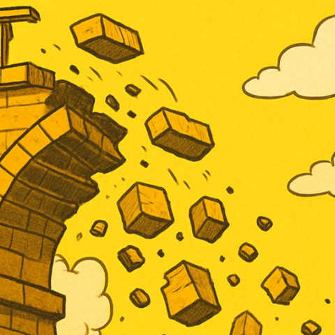 crumbling yellow bridge AI