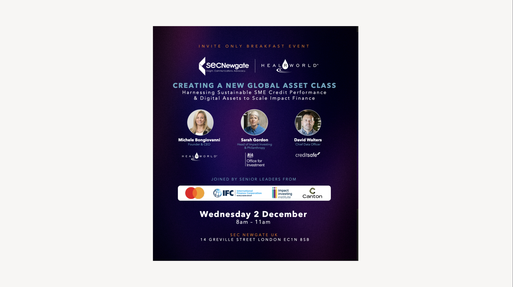 Creating a New Global Asset Class - Wednesday 2 December
