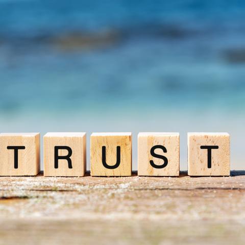 Trust building blocks on table